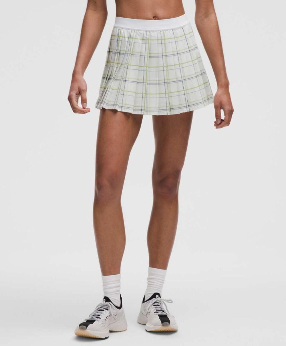 Lululemon High Rise Pleated Tennis Skirt Match Plaid Mini White Multi Size 12